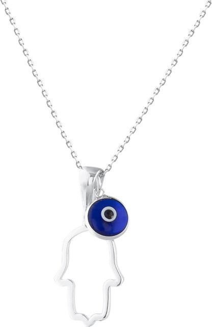 MYSTIC JEWELS Hamsa Halskette, 925 Silber, Glas, Blue, Unisex - Bild 1