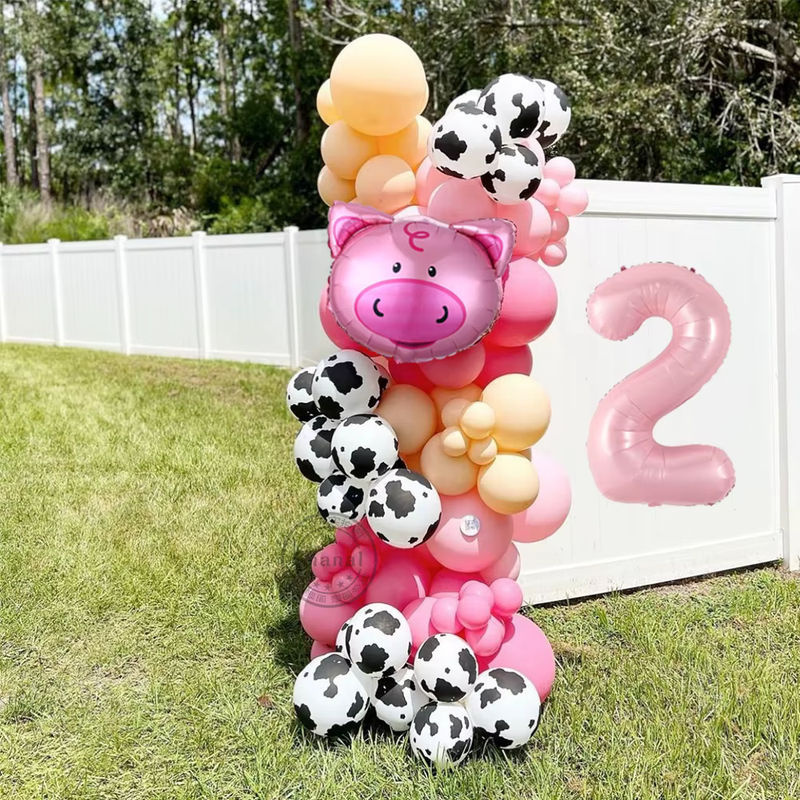 Enanal Bauernhof Ballon Girlande Bogen Kit mit Kuh und Schwein Tier Thema, 146 Stück, Rosa und Mehrfarbig, für Geburtstag oder Baby Shower - Bild 3