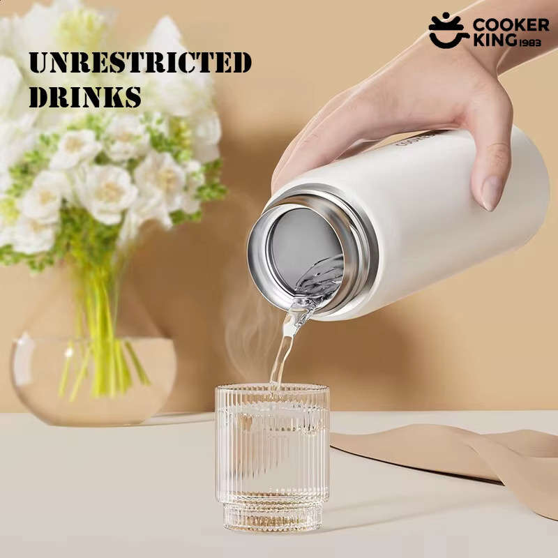 COOKER KING Doppelgetränk-Thermosbecher aus Edelstahl mit Strohhalm, 480 ml, Pink/Weiß - Bild 1