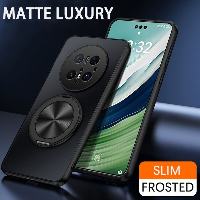AG Frosted Schutzhülle für Huawei Mate 30 40 50 60 70 80 Pro Max mit Magnetring, 360 Grad drehbarem Ständer und Objektivschutz in Schwarz oder Lila - Bild 1