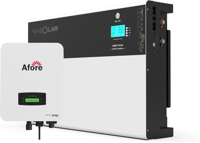 Afore AF3.6K-SL 1-Phasiger Hybrid-Wechselrichter 3.6kW mit 50kWh LiFePO4 Wandbatterie-Speicher in Weiß - Bild 1