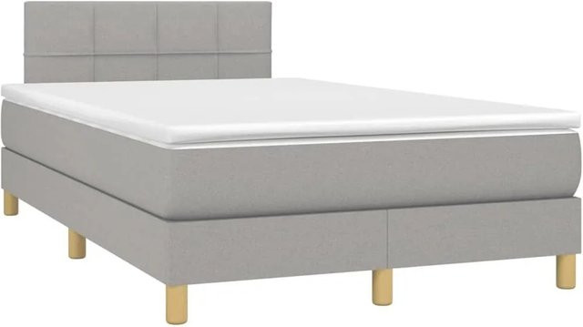 vidaXL Hybrid-Boxspringbett mit Matratze und LED-Unterbettbeleuchtung in Hellgrau, B/T: 120 x 190 cm - Bild 1