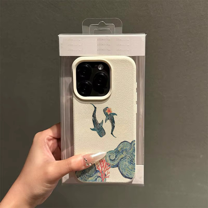 Handyhülle mit Wal- und Korallenmuster für Apple iPhone 17, 16, 15 Serie in Beige und Multicolour - Bild 2