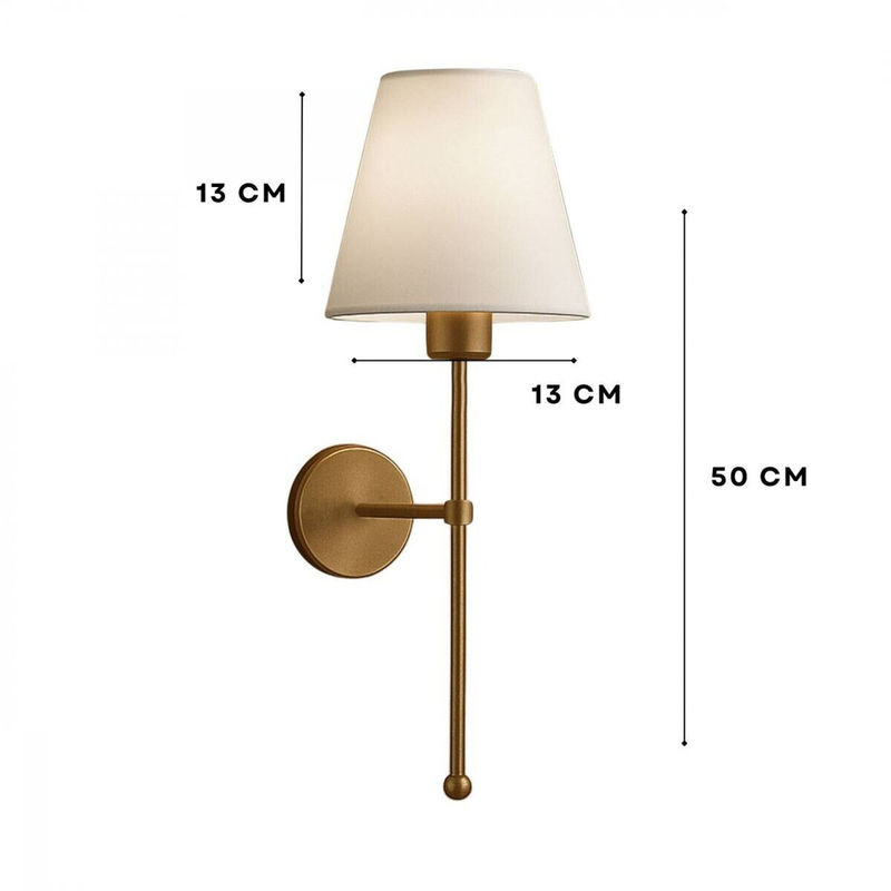 Opviq Wandleuchte in Gold und Creme aus Metall und PVC mit E27 Fassung, B/H/T: 13 x 50 x 13 cm - Bild 2
