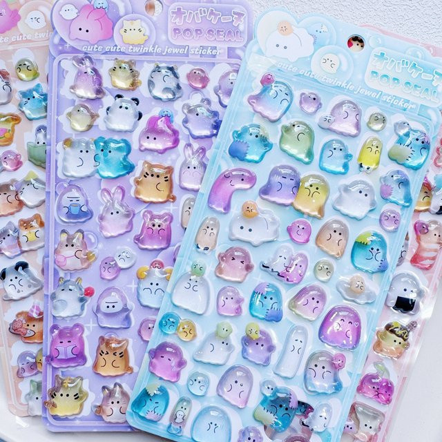 Kawaii Cartoon Geist 3D Relief Aufkleber für Scrapbooking und Journaling in Multicolour - Bild 1
