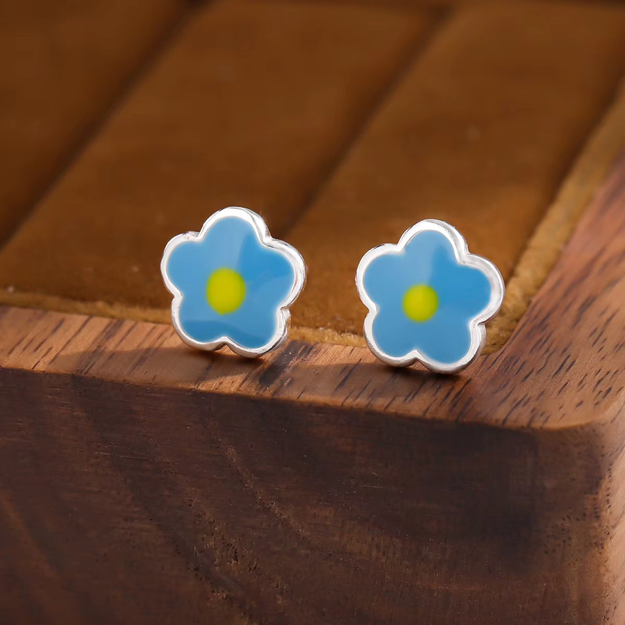 GaGa-Duck Ohrstecker, blaue Blumen, 925 Silber - Bild 2