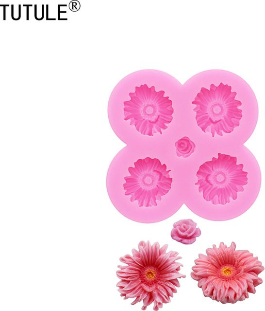 TUTULE Silikonform für Gänseblümchen-Ohrringe und Chrysanthemen in Pink für Ton und Epoxidharz - Bild 1