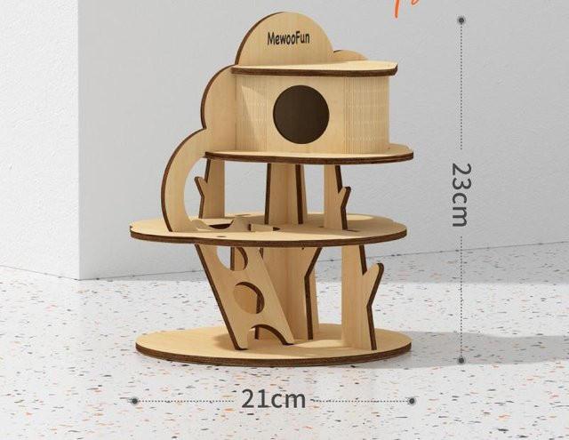Yiran Furniture Dreischichtige Hamster Plattform aus Holz in Braun mit Kletterleiter und Unterschlupf XXL - Bild 1
