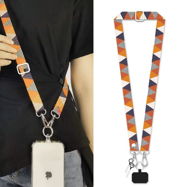 Universal einstellbares Lanyard Crossbody als Anti-Verlust Handy-Schultergurt mit breitem Seil und Dichtungsclip in Multicolour - Bild 1