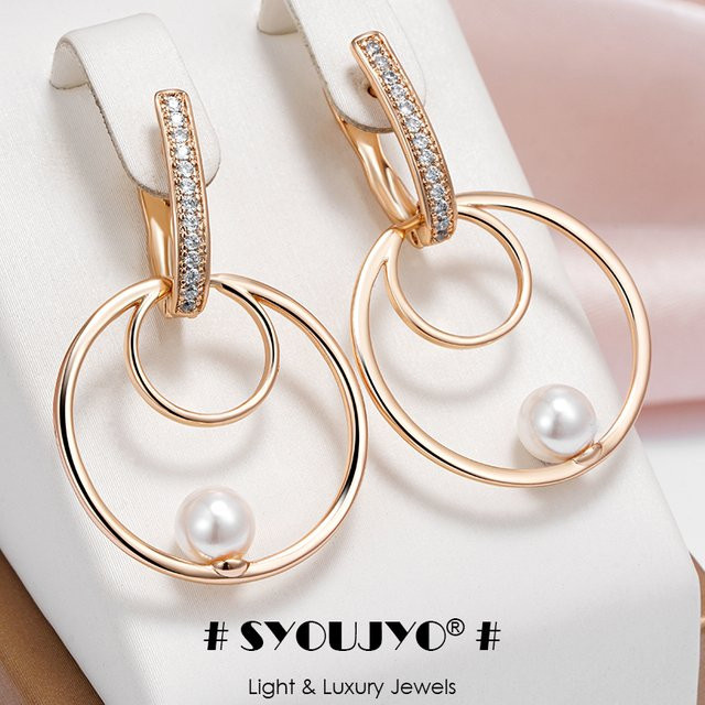 SYOUJYO Ohrringe, 585 Roségold, Perle, Zirkonia, Damen - Bild 1