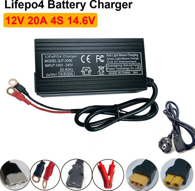 Smart LiFePO4 Batterieladegerät 12V 4S 14,6V Hochleistungsladegerät für Lithium-Eisenphosphat-Batterien mit EU-Stecker in Schwarz - Bild 1