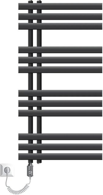 LuxeBath Iron EM Elektrischer Badheizkörper mit 300W Heizstab in Anthrazit, Höhe: 100 cm, Breite: 50 cm - Bild 2