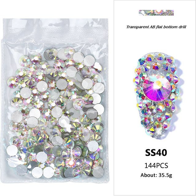 Arte Clavo White Clear AB Hotfix Strass Glas Diamant, Gold Base - Bild 1