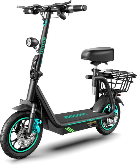 BOGIST M5 Pro Elektroroller 12 Zoll mit Sitz und Gepäckträger, 500W Motor, 13Ah 48V Akku, Schwarz - Bild 1