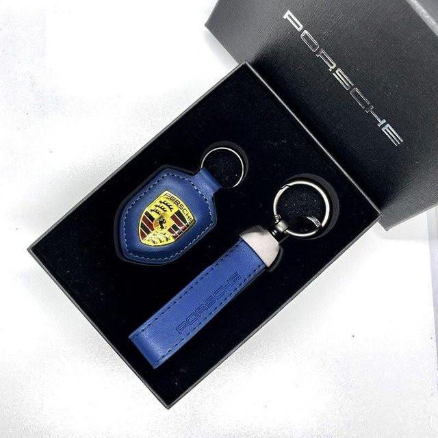 Porsche Schlüsselanhänger Leder, blau, Unisex - Bild 1