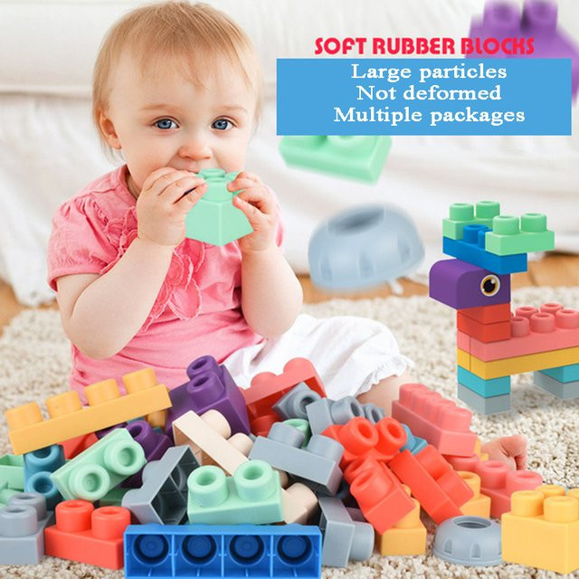 Brozebra Bunte Weiche Gummi Bausteine für Kleinkinder DIY Pädagogisches Spielzeug zum Bauen und Baden - Bild 1