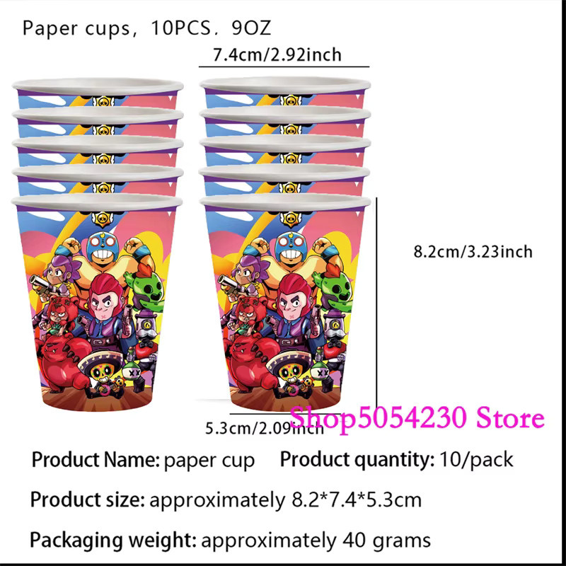 Brawl Stars Themen-Party-Set, Aufkleber, Pfeifen, Geschenk-Tischware, Becher, Ballons - Bild 3