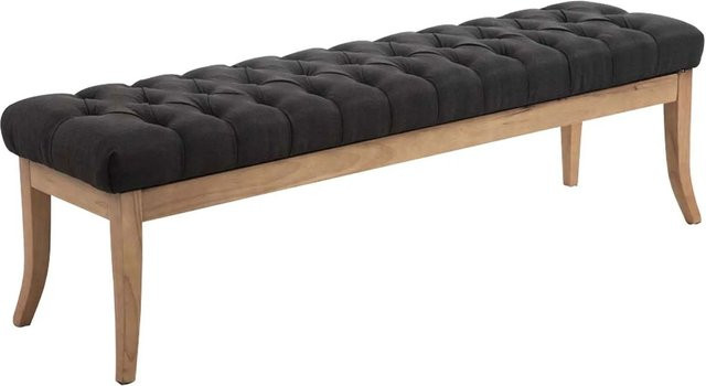 DELUKE Sitzbank CANNES Polsterbank im Chesterfield-Design aus Stoff, Dunkelgrau, B/T/H: 150 x 38 x 46 cm - Bild 1
