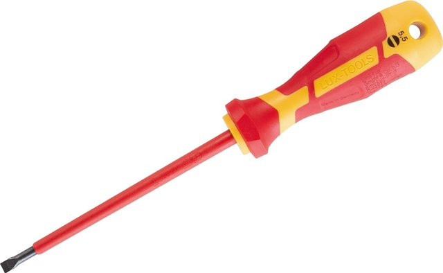 LUX-TOOLS VDE-Schraubendreher Professional Schlitz SL 5,5 mm x 125 mm, Rot - Bild 1