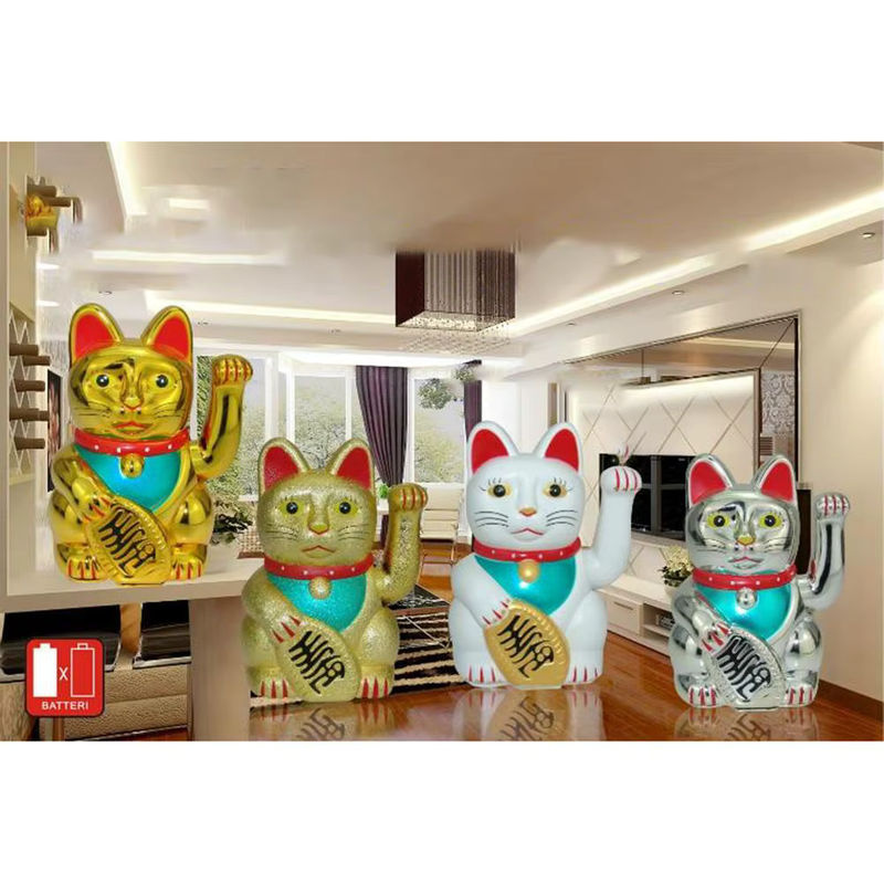 Glückliche Katze Dekoration aus Keramik in Gold, Schwarz oder Weiß als orientalische Figur für dein Zuhause oder Auto - Bild 2