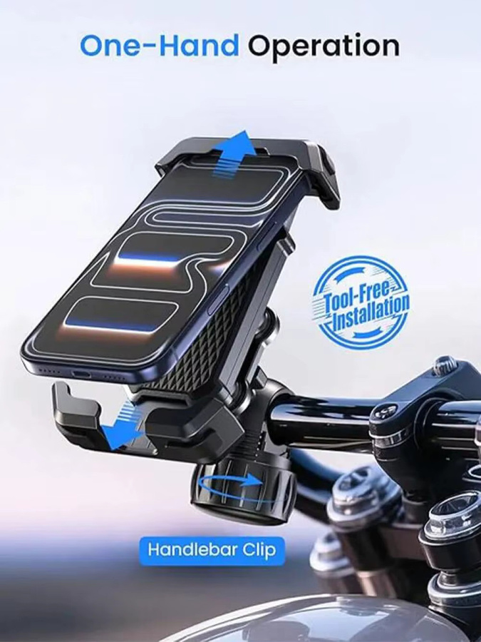 GOLDFOX Outdoor-Rotationshalterung für Motorräder und Fahrräder mit Dual-Vibration und Anti-Shake-Funktion in Schwarz - Bild 2