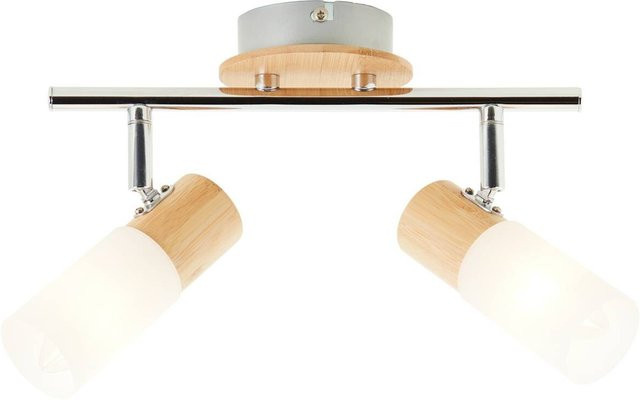 Brilliant Spot Babsan 51413/50 Deckenlampe aus Holz und Kunststoff in Natur Weiß mit 2 schwenkbaren Leuchten B/H/T: 27,5 x 11,5 x 18 cm - Bild 1