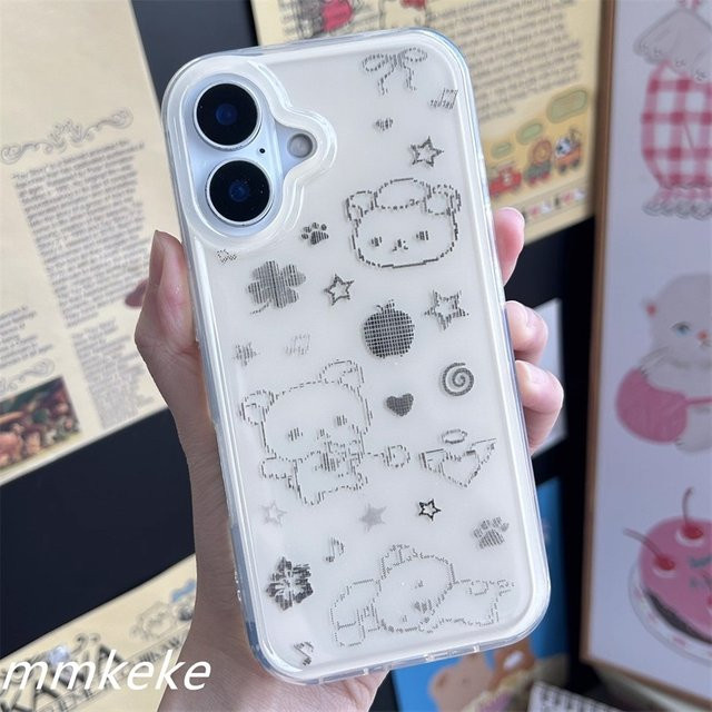 Japan Retro Pixel Relaxed Bear Handyhülle für Samsung Galaxy S25 S24 S23 S22 S21 FE Ultra Plus 5G Transparent - Bild 1