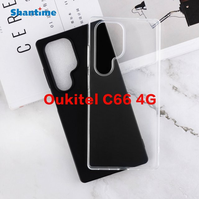 Stoßfeste TPU-Gummihülle für Oukitel C66 4G in Schwarz - Bild 1