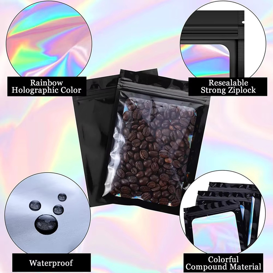 100 Stück holografische Druckverschlussbeutel aus Kunststoff in Pink und Multicolour zur Aufbewahrung von Schmuck, Wimpern und Maniküre-Zubehör - Bild 5