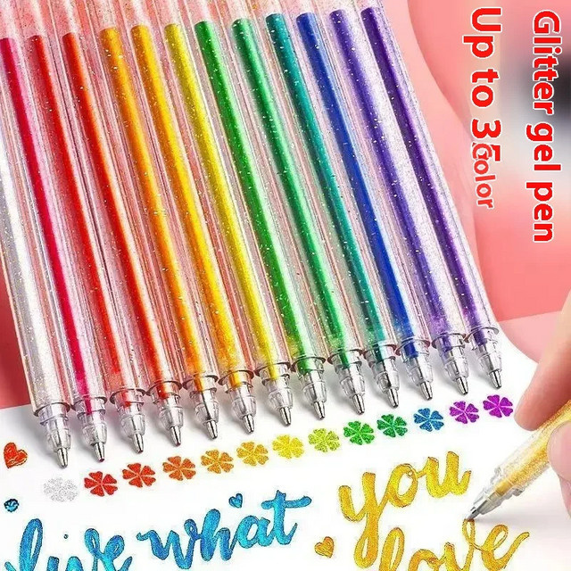 Glitzer-Gelstift-Set mit 1,0 mm Spitze in Multicolour für DIY-Kunst, Zeichnen und Tagebuchgestaltung - Bild 1
