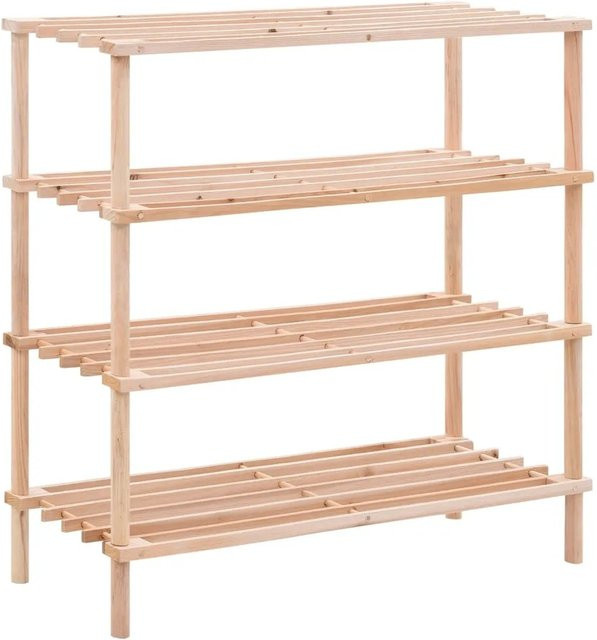 vidaXL Schuhregal aus Massivholz Tanne mit 4 Böden, Braun, B/T/H: 67,5 x 26,0 x 26,0 cm - Bild 1