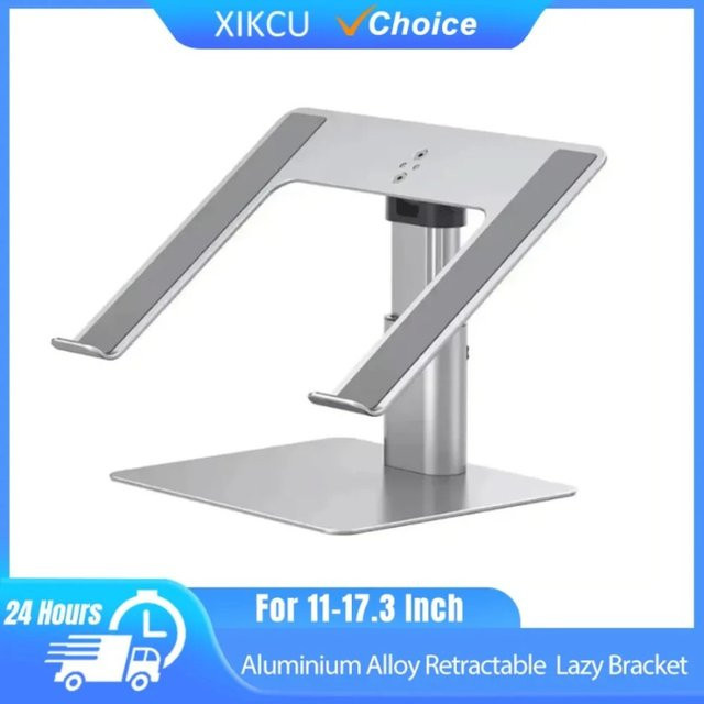 XIKCU Ausziehbarer Lazy Bracket Tablet-Halter aus Aluminiumlegierung für MacBook Air Pro und Notebook, faltbarer Laptop-Ständer, Silber, bis 27,3 Zoll - Bild 1