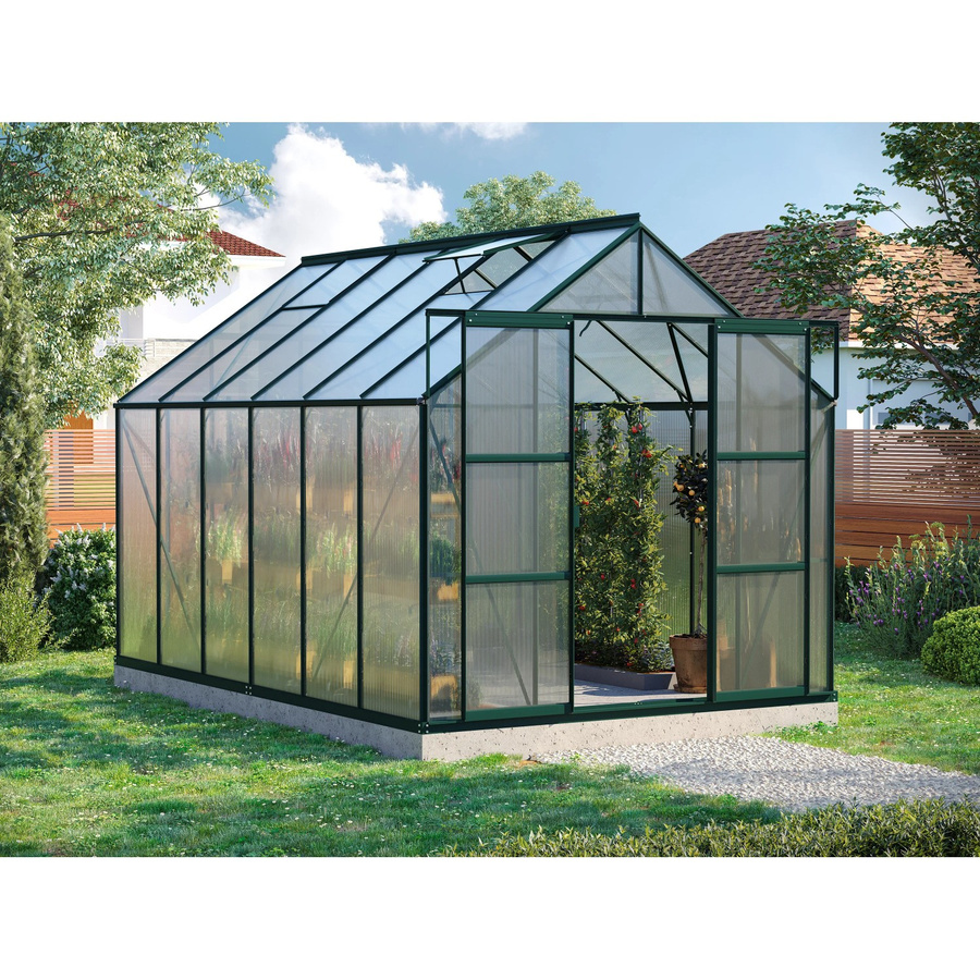 Vitavia Gewächshaus Uranus 9900 in Smaragd Grün mit 4 mm Polycarbonat-Platten und Doppelschiebetür - Bild 2