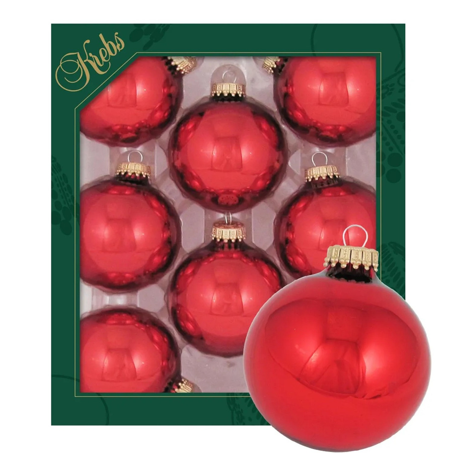 Krebs Glas Lauscha GmbH Christbaumkugeln aus Glas in Rot und Gold, 8 Stück, Durchmesser: 7 cm - Bild 2
