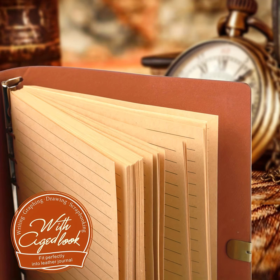 Purture Loseblatt-Binderpapier für A5 und A6 Planer und Notizbücher, beige, liniertes Füllpapier - Bild 3