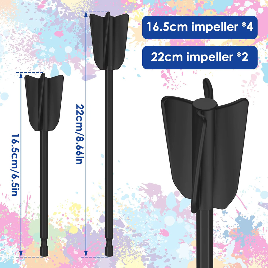 Toorise Mixer-Paddel Set mit 4 Klingen in Schwarz, leistungsstarker Schnellmischer-Aufsatz zur Blasenreduzierung - Bild 5