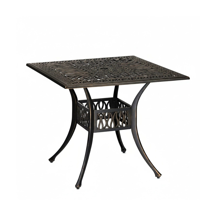 Relaxdays Gartentisch aus Aluminiumguss in Schwarz-Bronze mit Schirmloch, B/T/H: 75 x 90 x 90 cm - Bild 2