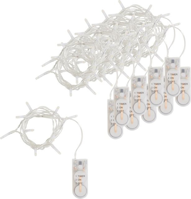 VBS Mini-LED-Lichterkette mit Timer und 10 LEDs in Weiß und Transparent für Weihnachten - Bild 1