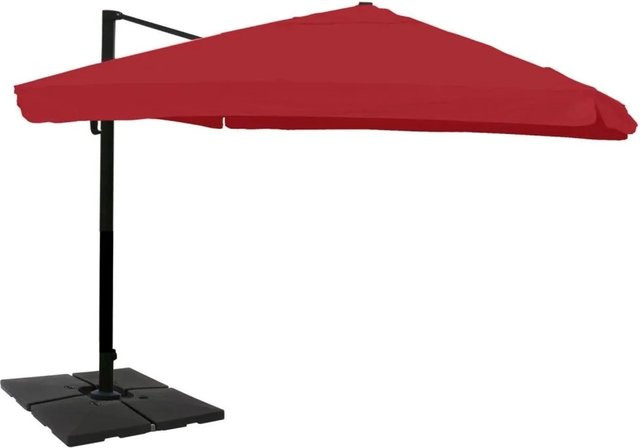 Gastronomie-Ampelschirm MCW A96 in Bordeaux mit Ständer, drehbar, Polyester und Alu, B/T/H: 350 x 350 x 25 cm - Bild 2