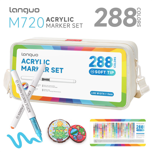 Languo Acryl-Markierungsstifte-Set mit 288 Farben und Ersatzspitzen für DIY, Graffiti und Zeichnen in Multicolour - Bild 1