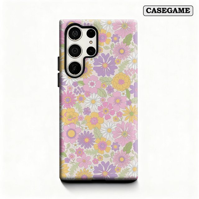Stoßfeste Samsung Galaxy Handyhülle mit weichem Blumenpastell-Design in Multicolour für Galaxy S25 Ultra, S24 und S23 Ultra Plus mit doppellagiger Rückseite - Bild 1