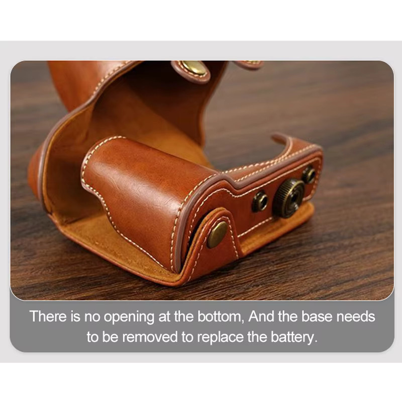 NiYi Retro-Ledertasche als Kameratasche für Sony A6000 A6100 A6300 A6400 in Braun mit Schulter- und Nackengurt - Bild 3