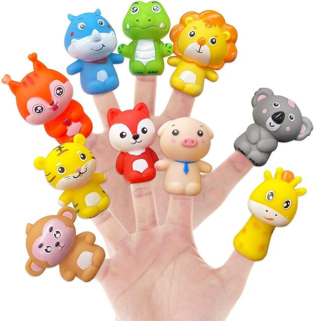 Kidsly Kleine Tier Finger Puppe, 10-teiliges Set, Gummi, ab 0 Jahre - Bild 1
