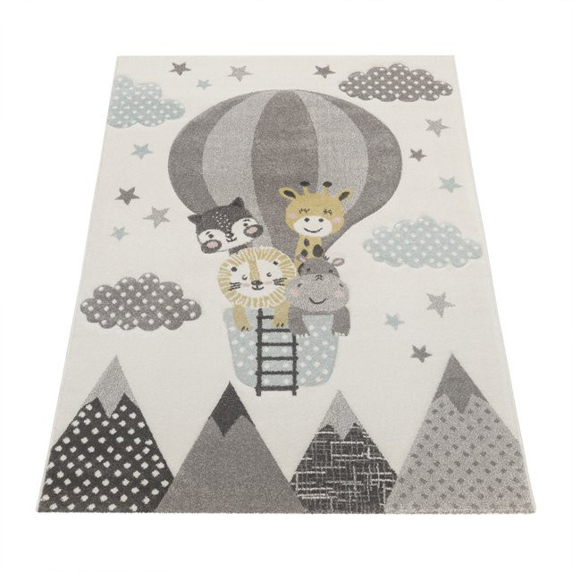 Kinderteppich Kosmos beige mit Hoch-Tief-Effekt und Karo-Muster, Breite: 140 cm, Länge: 200 cm - Bild 1