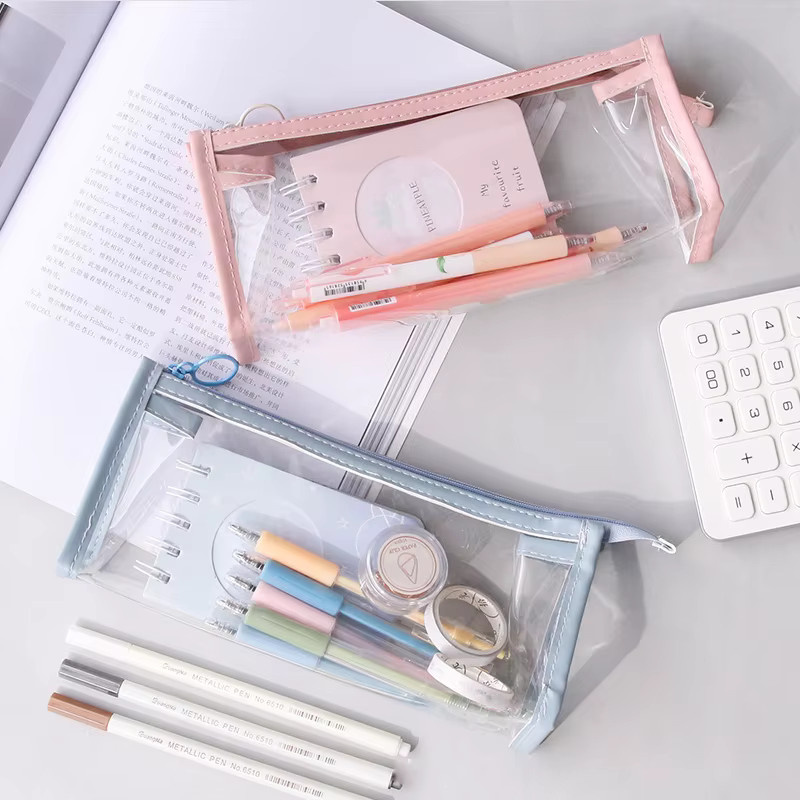 Transparentes Kawaii Federmäppchen aus PVC in Pink als praktischer Stifte-Organizer für Schule und Büro - Bild 2