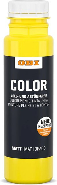 OBI Color Voll- und Abtönfarbe Gelb, wasserbasierte Dispersionsfarbe, 250 ml - Bild 1