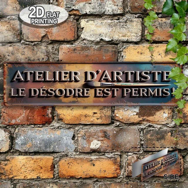 CIFBUY Französische Vintage-Wandkunst aus Aluminium, Mehrfarbiges 2D-Flachdruck-Außenschild für deine Wohnzimmerdekoration, B/H: 40 x 10 cm - Bild 1