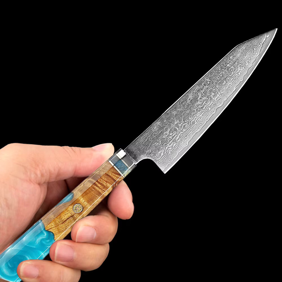 Xituo Japanisches Allzweckmesser als kleines Kochmesser und Obstschälmesser in Mehrfarbig mit Holzgriff, Klingenlänge: 12,7 cm - Bild 3