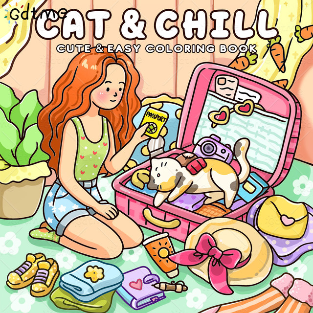 Cat & Chill Malbuch für Erwachsene in Multicolour zum Stressabbau - Bild 1