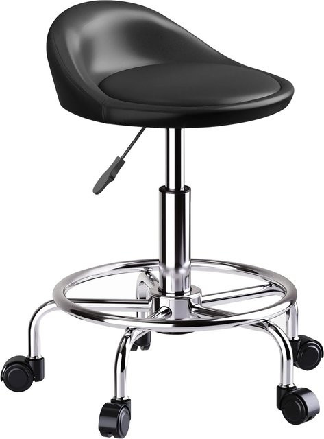 HOMCOM Rollhocker aus Kunstleder und Metall in Schwarz, B/T/H: 43 x 43 x 59-75 cm - Bild 1
